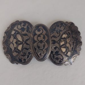 Russian or Persia Caucasian Vintage Belt Buckle Sterling Silver Niello